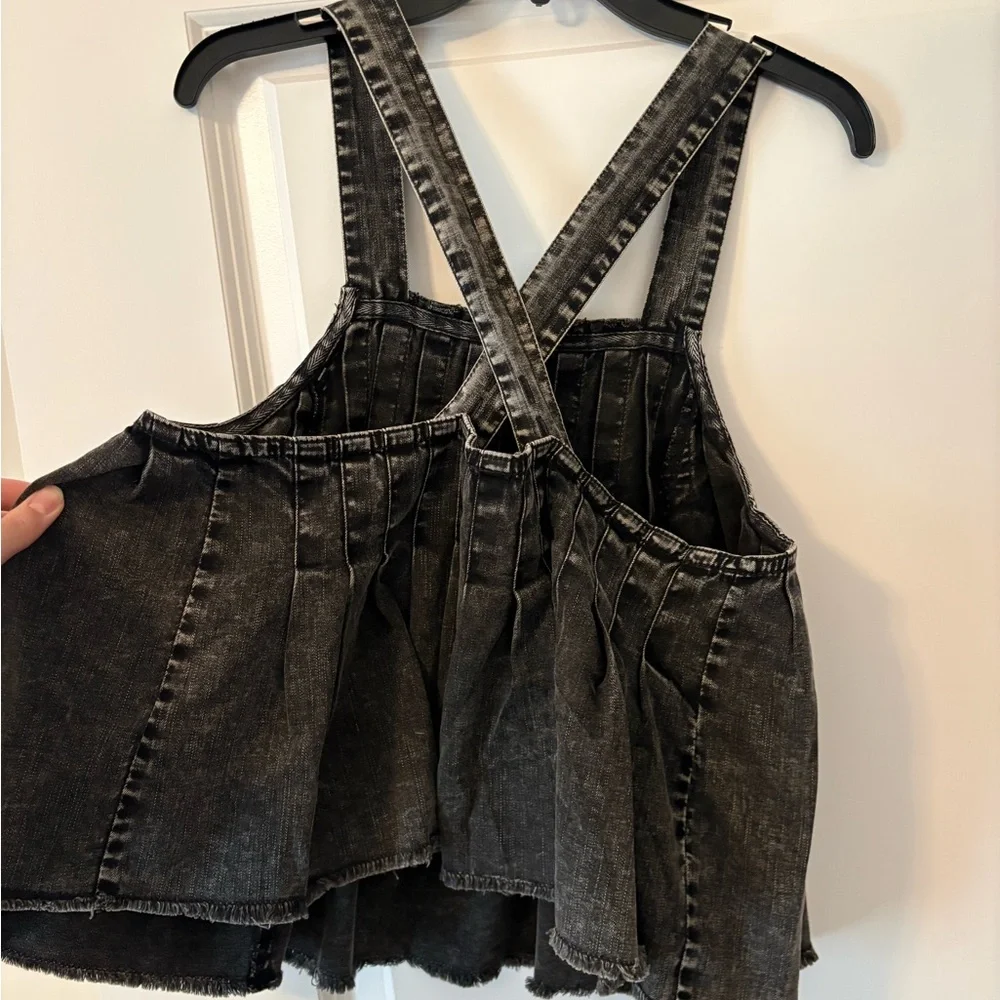 Free People Black Washed Denim Pinafore Tank Top - Picture 5 of 6